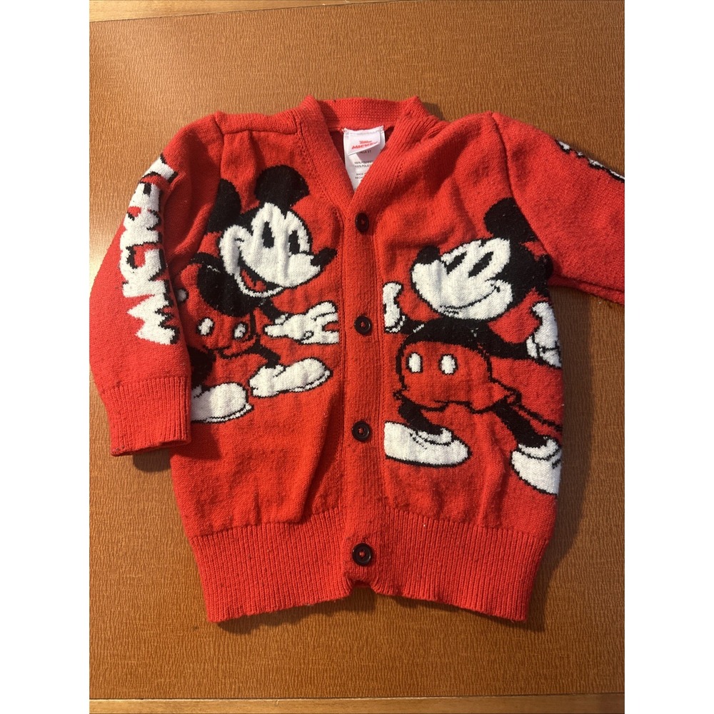 Mickey‎ Mouse Red Cardigan Sweater Size 3T